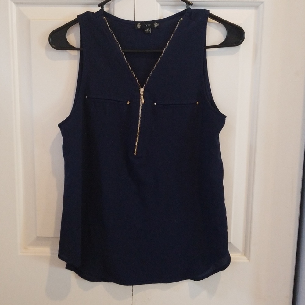 Sleeveless navy tank